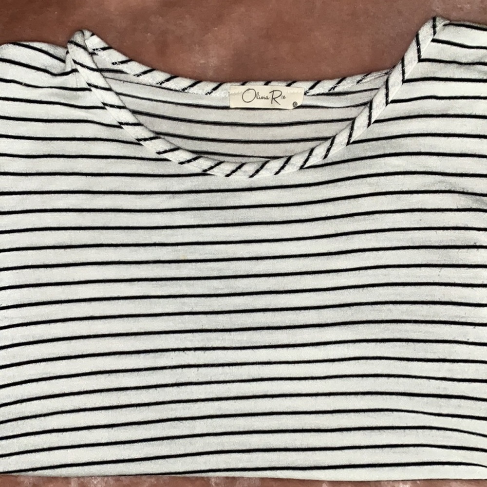 Soft Black and White Striped Top